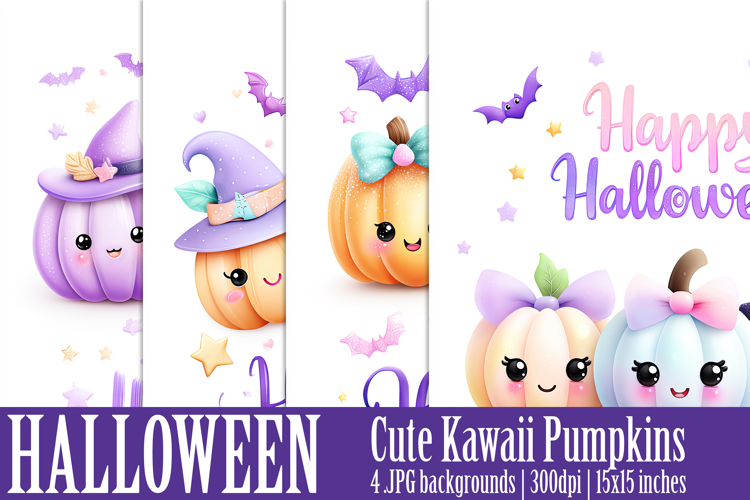 Happy Halloween Backgrounds, Cute Halloween Kawaii Pumpkins