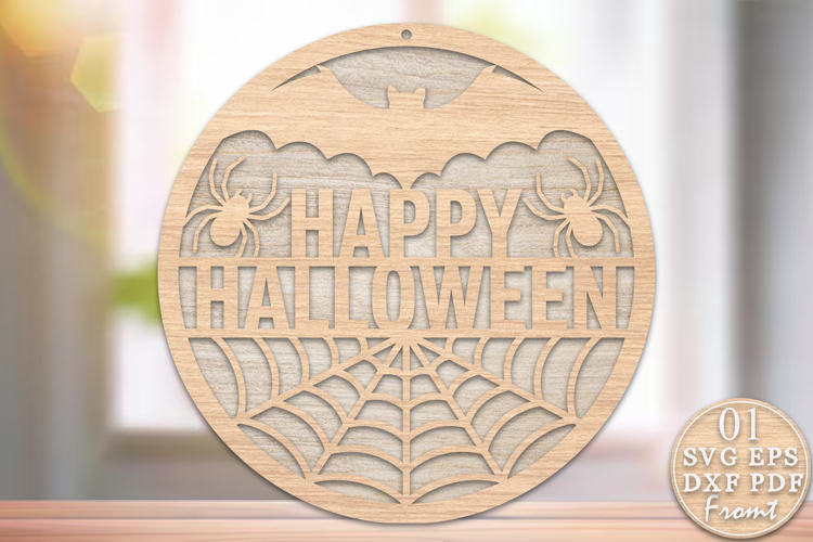 Happy Halloween Door Hanger Laser Cut SVG