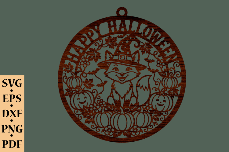 Happy Halloween Fox Ornament SVG