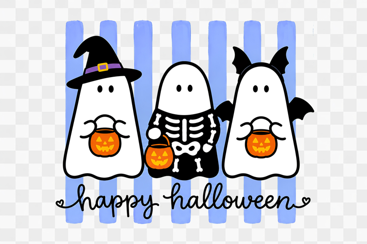 Happy Halloween Cute Ghosts Pumpkin Png Design