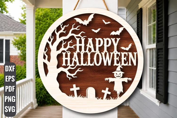 Happy Halloween Graveyard Sign SVG