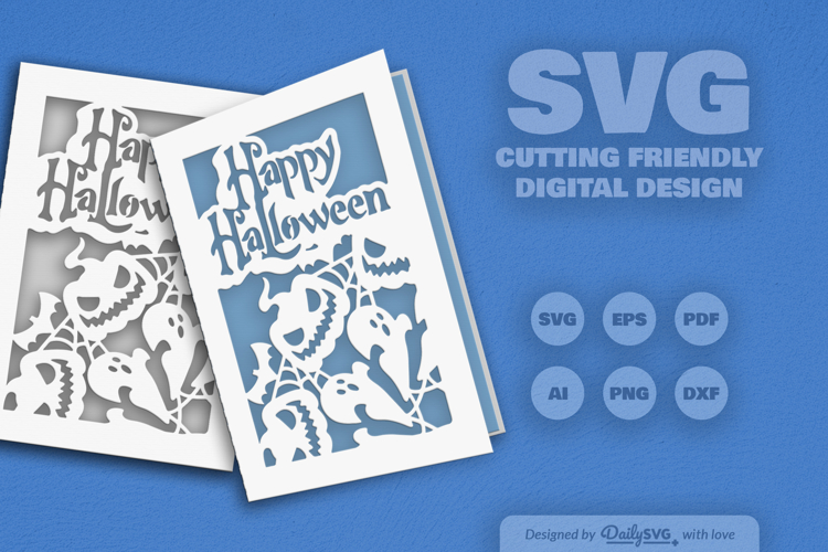 Halloween Greeting Card Papercut SVG