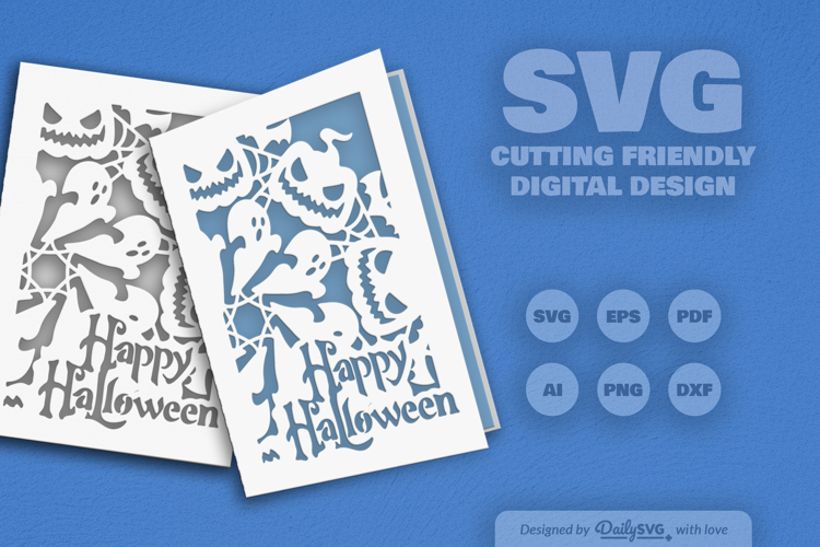 Halloween Greeting Card Papercut SVG