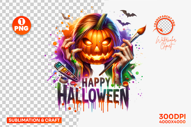 Happy Halloween Jack O Lantern Sublimation Clipart PNG