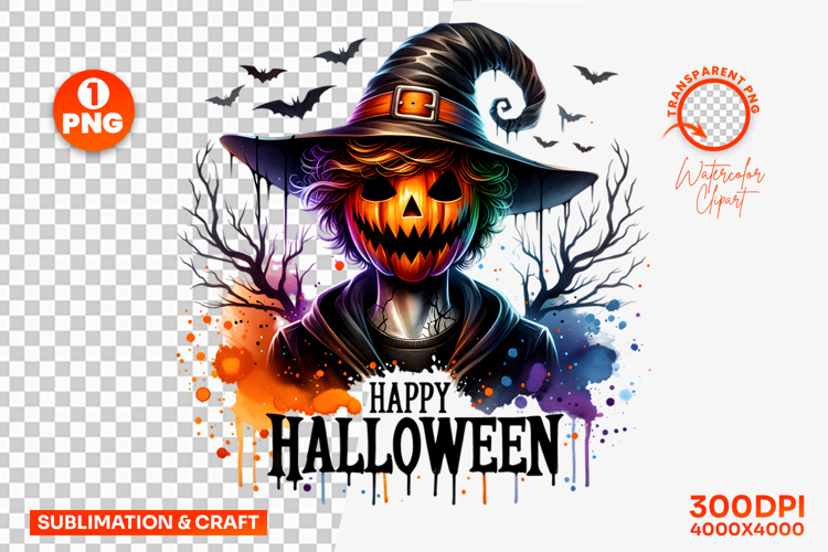 Happy Halloween Scarecrow Sublimation Clipart PNG