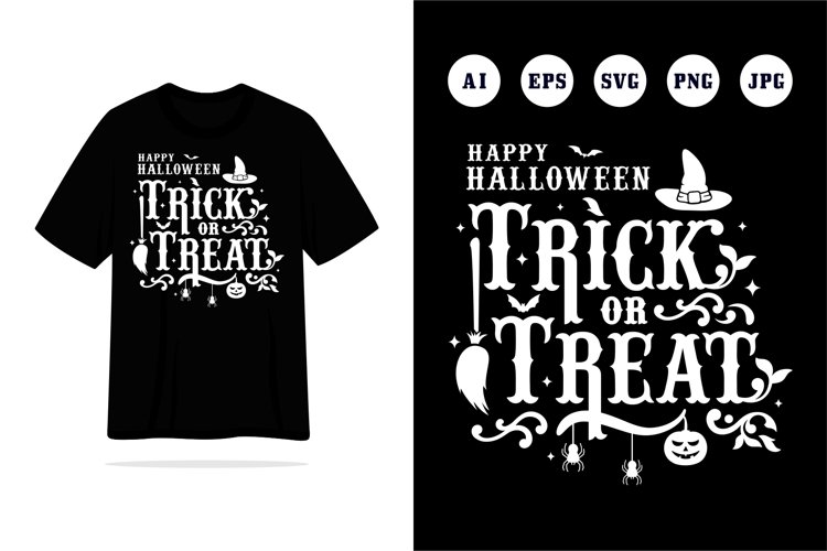 Happy halloween trick or treat vintage, tshirt, sticker, Eps