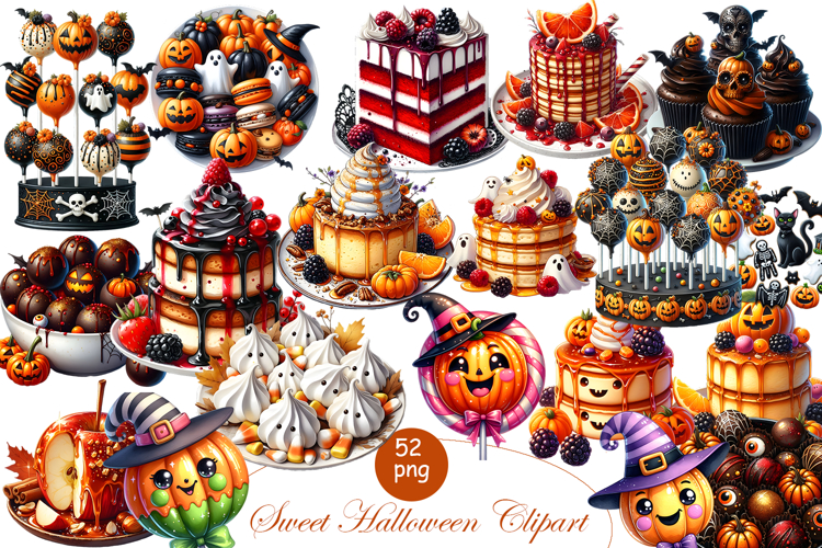 Sweet Halloween Clipart, Happy Halloween watercolor clipart