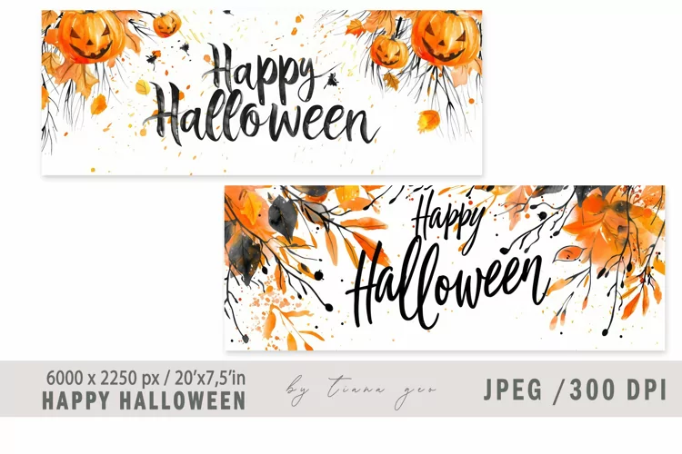 Watercolor Happy Halloween inscription for banner - 2 jpeg