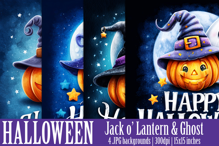 Happy Halloween Backgrounds, Cute Jack o Lantern and Ghost 1
