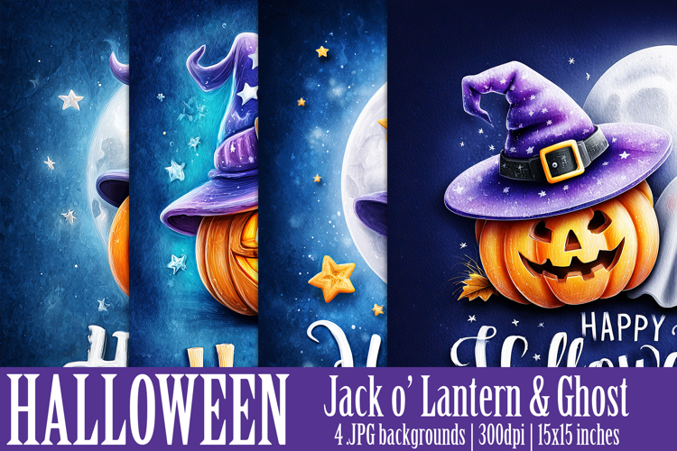 Happy Halloween Backgrounds, Cute Jack o Lantern and Ghost 2