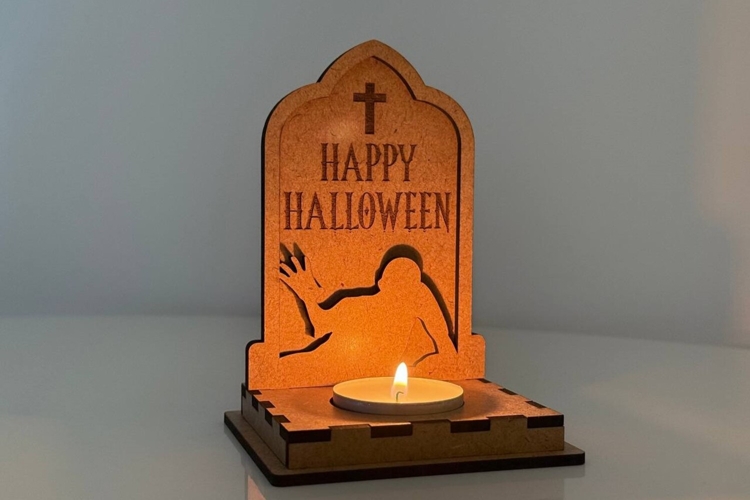 Halloween Tombstone Candle Holder - Zombie Lantern Cut File