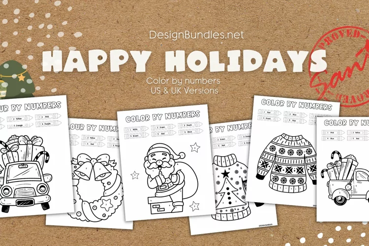 Happy Holidays Color by Numbers Educational Activity