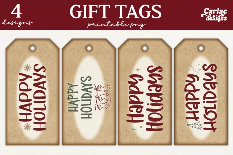 Christmas Gift Tags, Happy Holidays Printable Tags