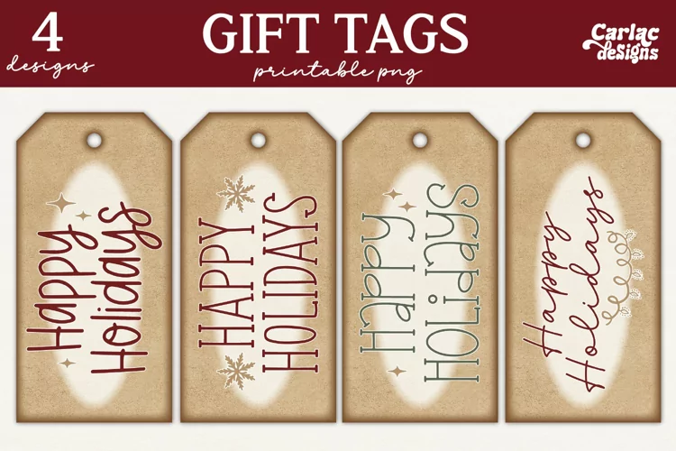 Christmas Gift Tags, Happy Holidays Printable Tags