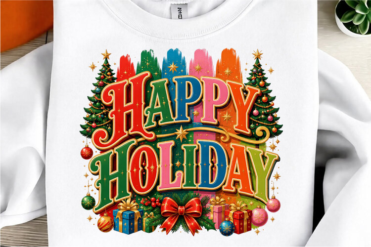 Happy Holidays Sublimation Design example image 1