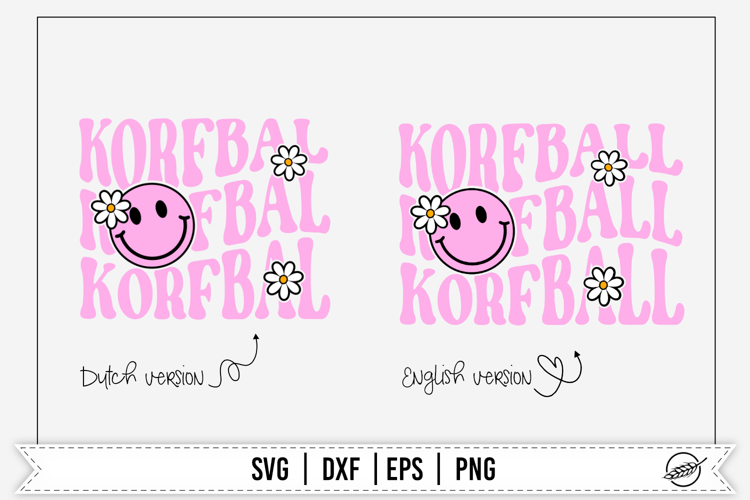 Happy Korfball SVG | Retro Happy Face Flower Cutting File