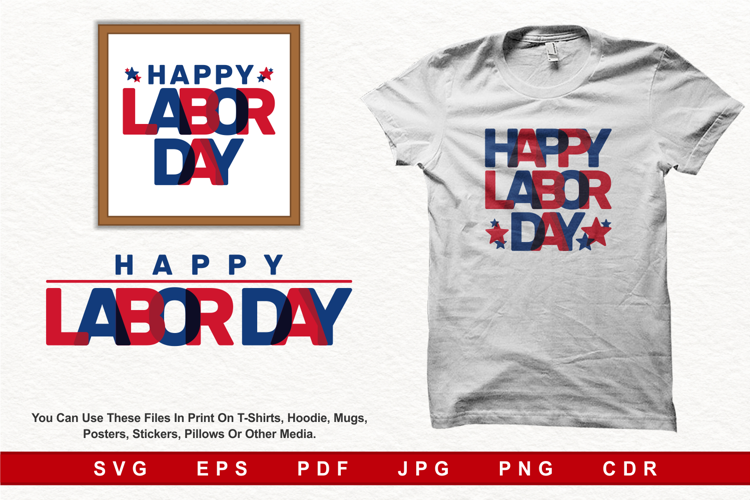 Happy Labor Day with Red White and Blue American Themes