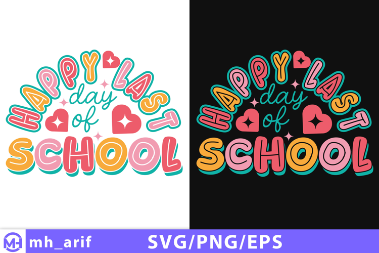 Retro Teacher SVG Happy Last Day Of School PNG Design