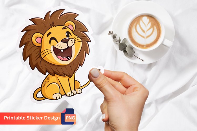 Happy Lion Sticker, Animal Sticker, Safari Sticker