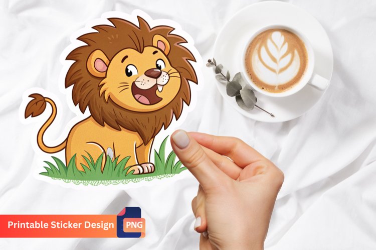Happy Lion Sticker, Animal Sticker, Safari Sticker