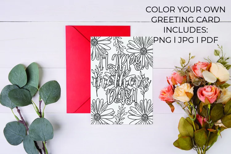 Happy Mother's Day Coloring Greeting Card