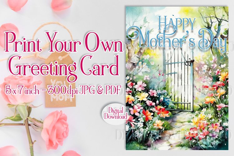 Happy Mothers Day Card, Floral Printable Greeting Card d3