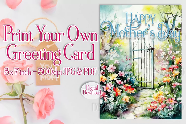 Happy Mother's Day Card, Floral Printable Greeting Card d3