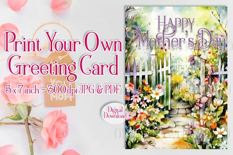 Happy Mother's Day Card, Floral Printable Greeting Card d4