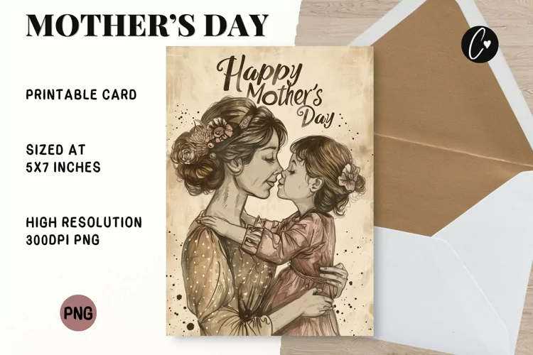 Vintage Drawing Mother's Day Card | Mother's Day Printable
