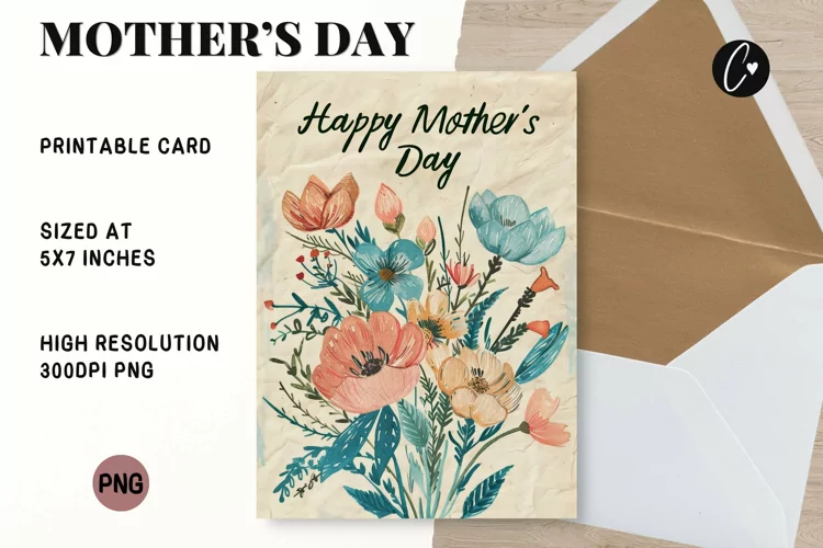 Vintage Flowers Mother's Day Card | Mother's Day Printable