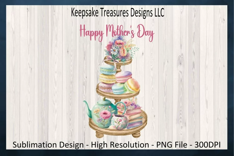 Happy Mother's Day Tiered Tray, Tea Time Sublimation PNG