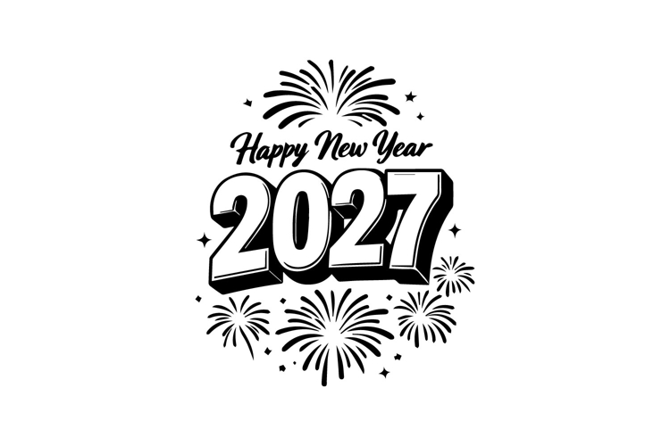 Happy New Year 2027 3D Typography Vertical Design