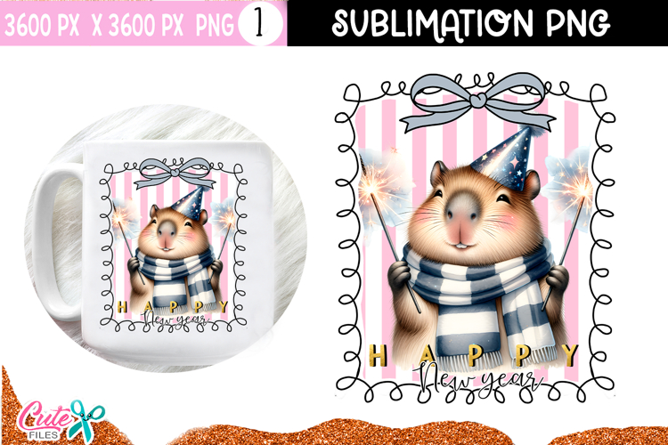 Happy New Year Sublimation PNG for Craft Design