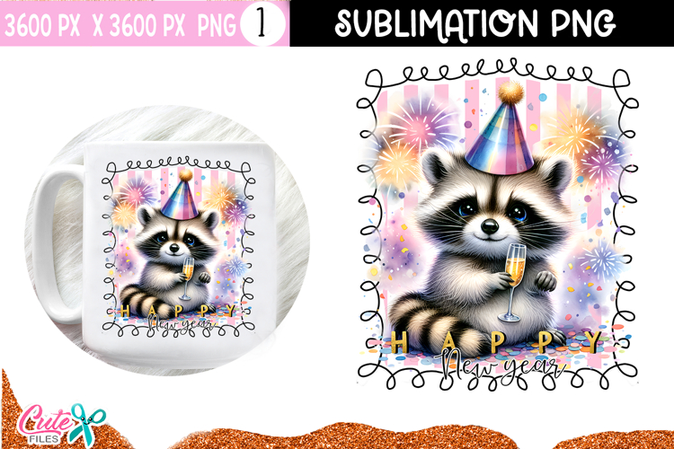 Happy New Year Sublimation PNG for Craft Design