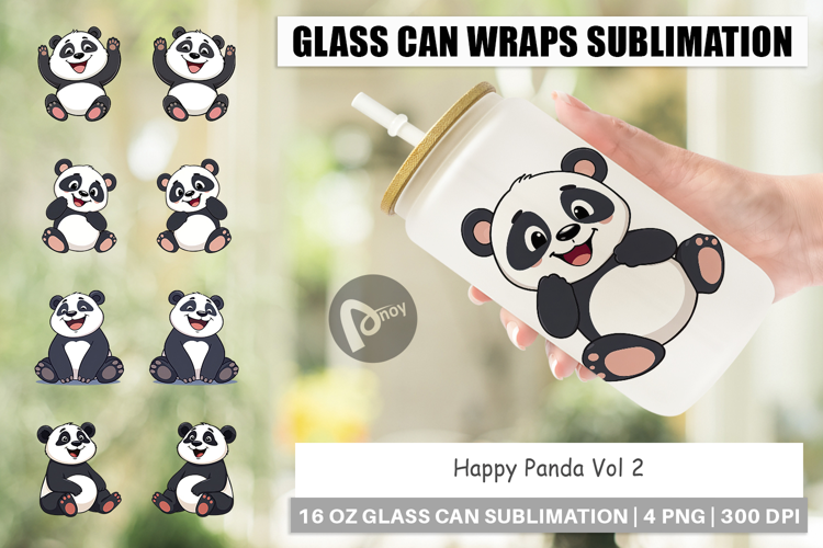 Glass Can Smiling Panda