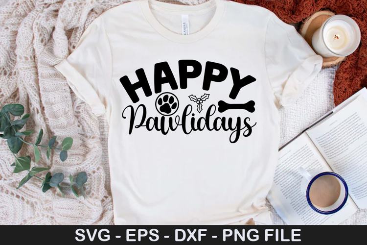 Happy Pawlidays SVG - Christmas Dog Design