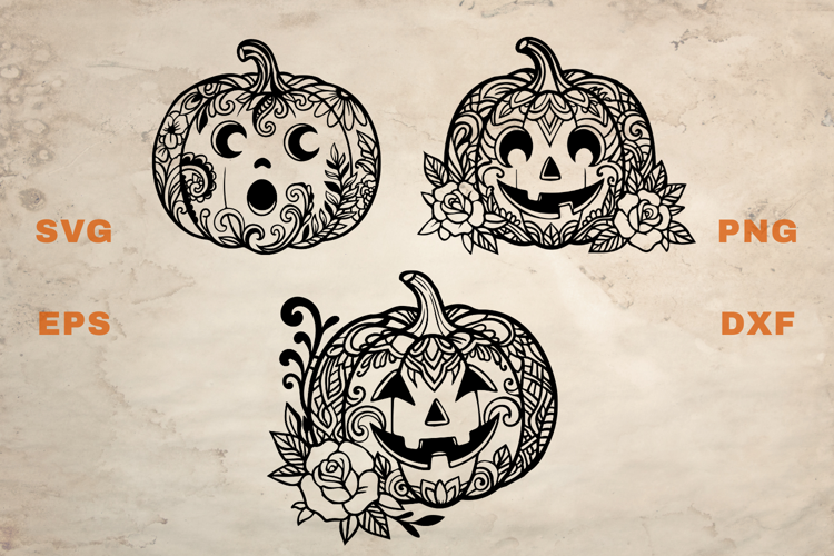 Happy Pumpkins Floral SVG