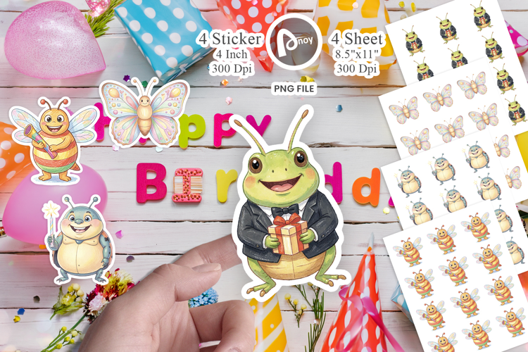 Round Garden Birthday Sticker