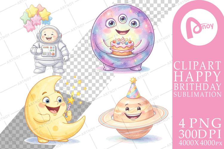 Round Space Birthday Sublimation