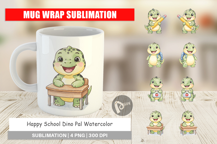 Happy School Dino Pal Mug Wrap
