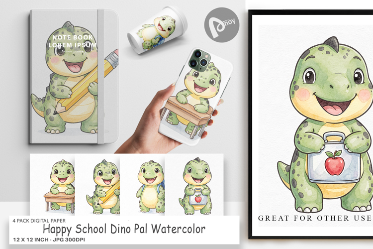 Happy School Dino Pal Digital Paper