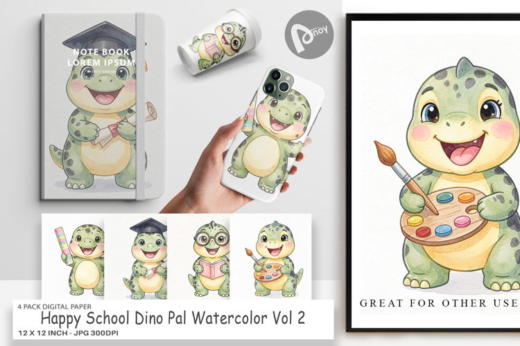 Happy School Dino Pal Digital Paper