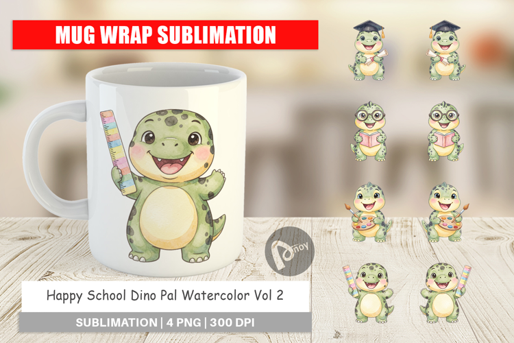 Happy School Dino Pal Mug Wrap
