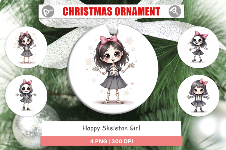 Happy Skeleton Girl Ornament