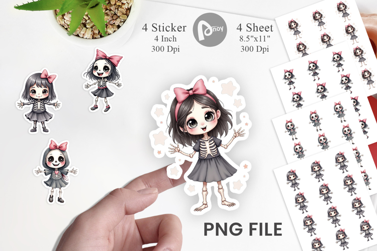 Happy Skeleton Girl Sticker