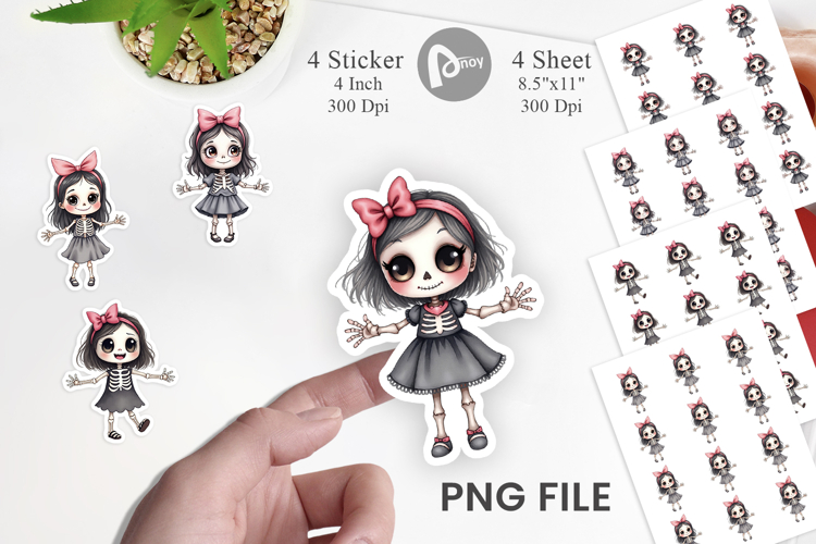 Happy Skeleton Girl Sticker
