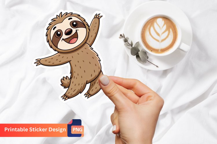 Happy Sloth Sticker, Funny Sloth Sticker, Animal Sticker