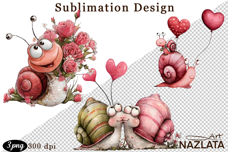 Clipart with Heartfelt Moments, Happy Snail hearts