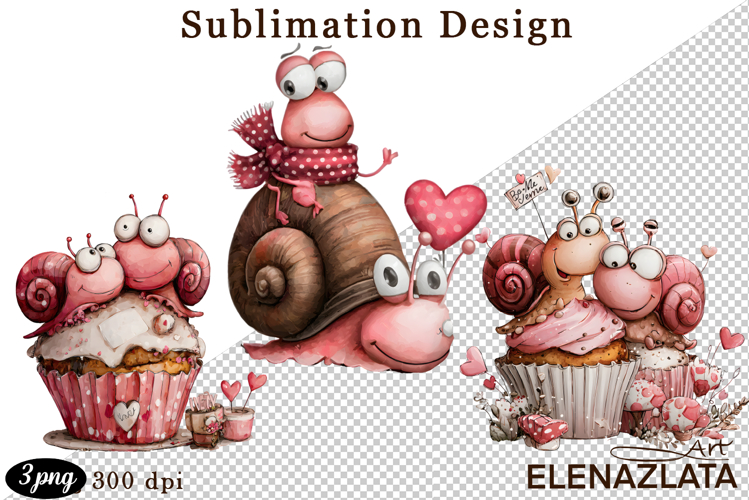 Clipart with Heartfelt Moments, Happy Snail hearts