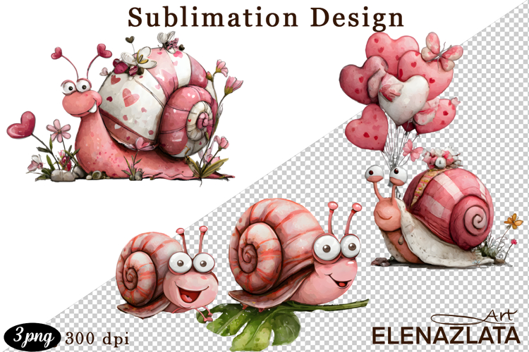 Clipart with Heartfelt Moments, Happy Snail hearts